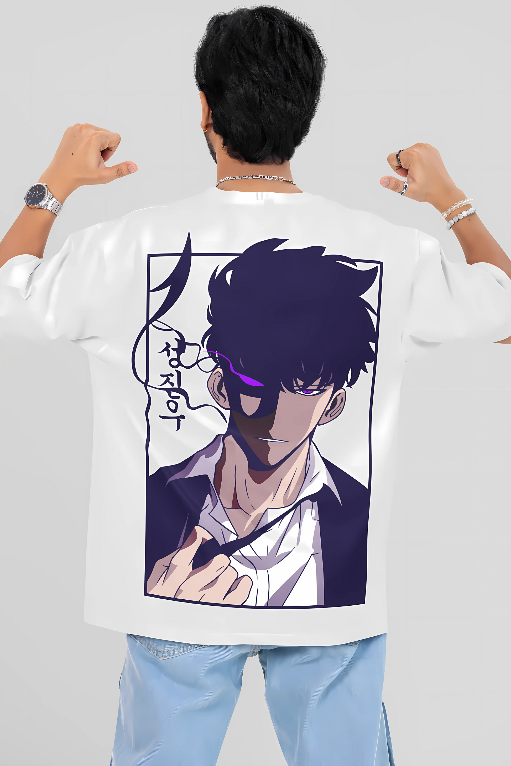 Solo Leveling One Man Raid Oversized T-shirt White