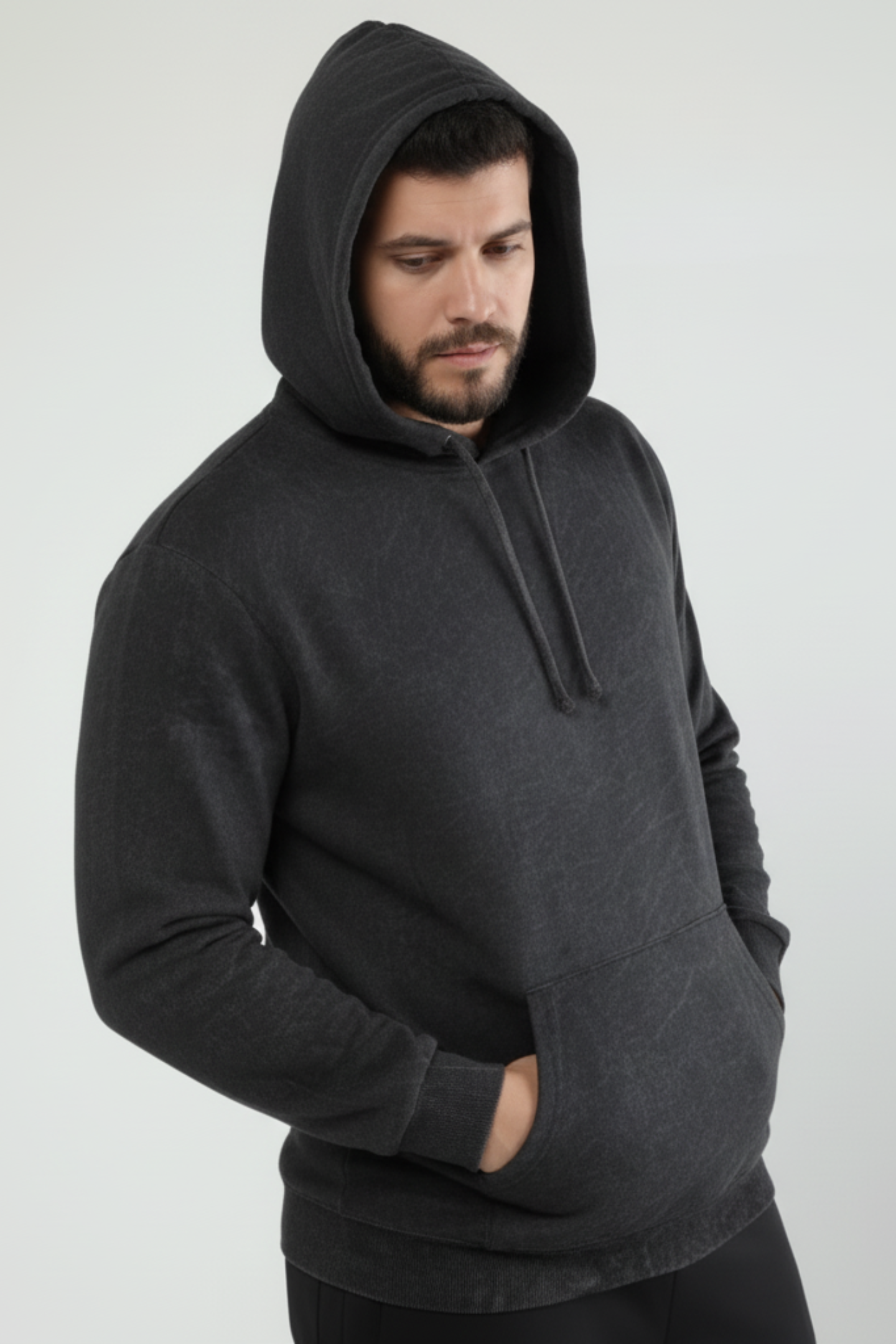 Acid Washed Hoodie Black