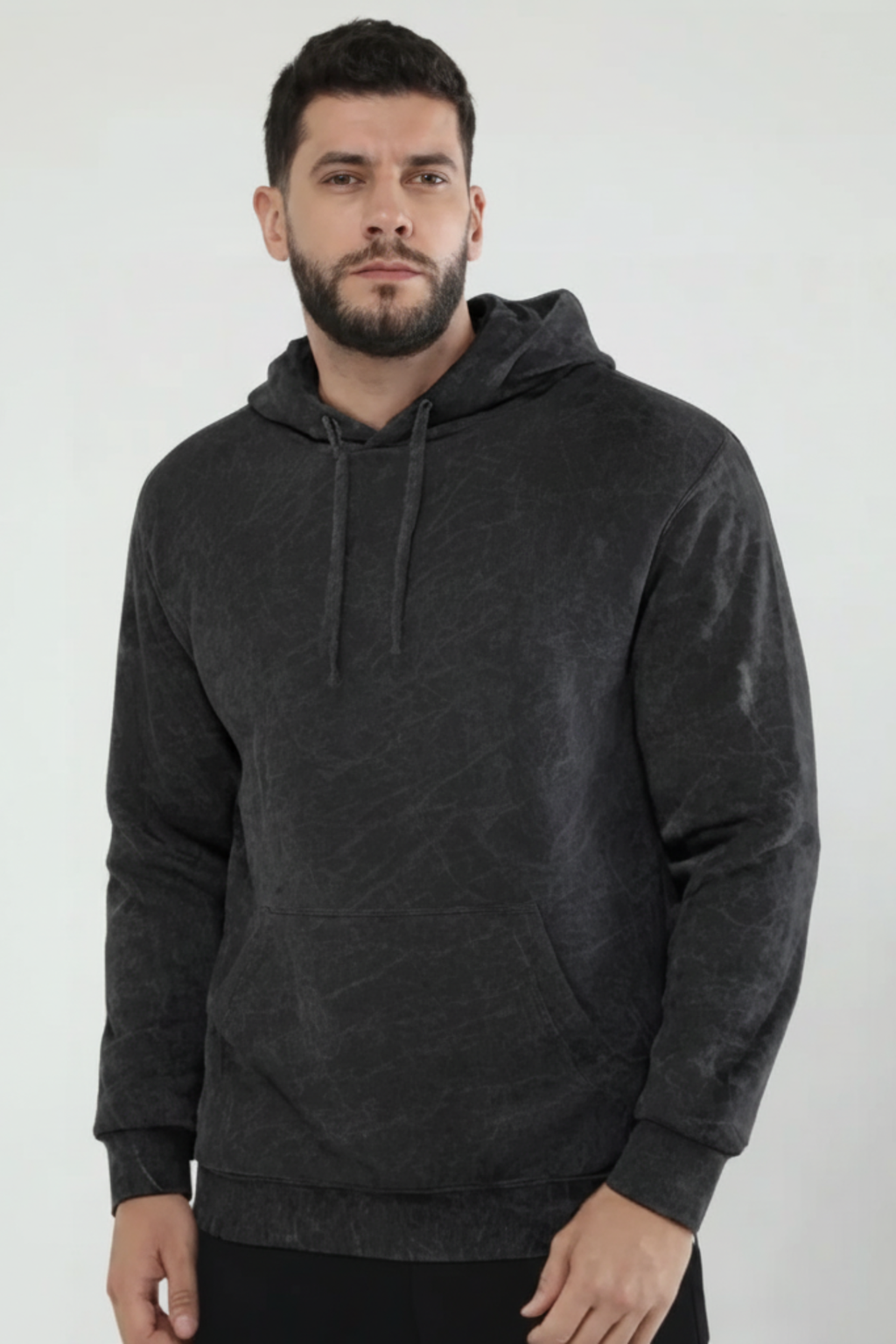 Acid Washed Hoodie Black