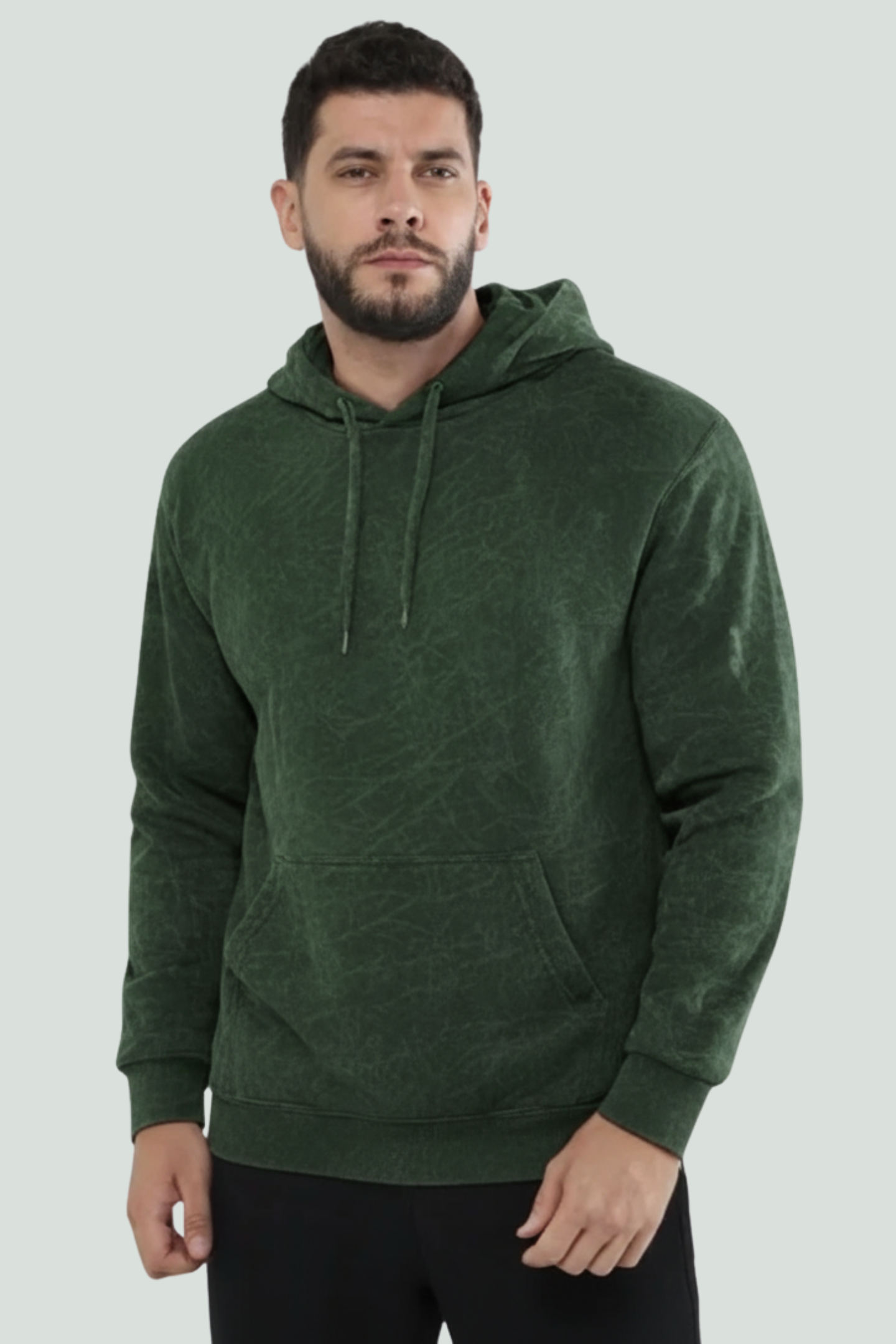Acid Washed Hoodie Bottle Green