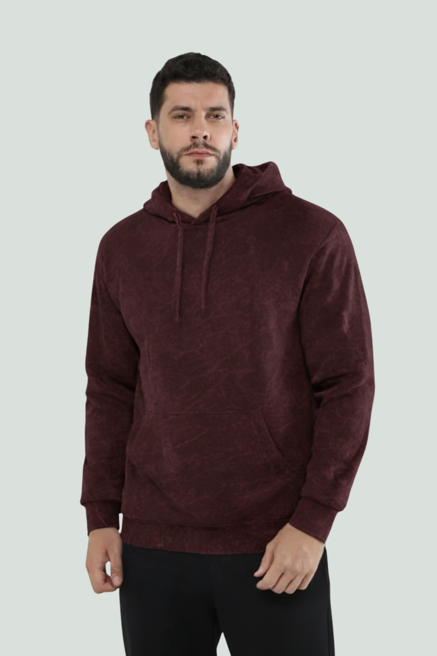 Acid Washed Hoodie Maroon