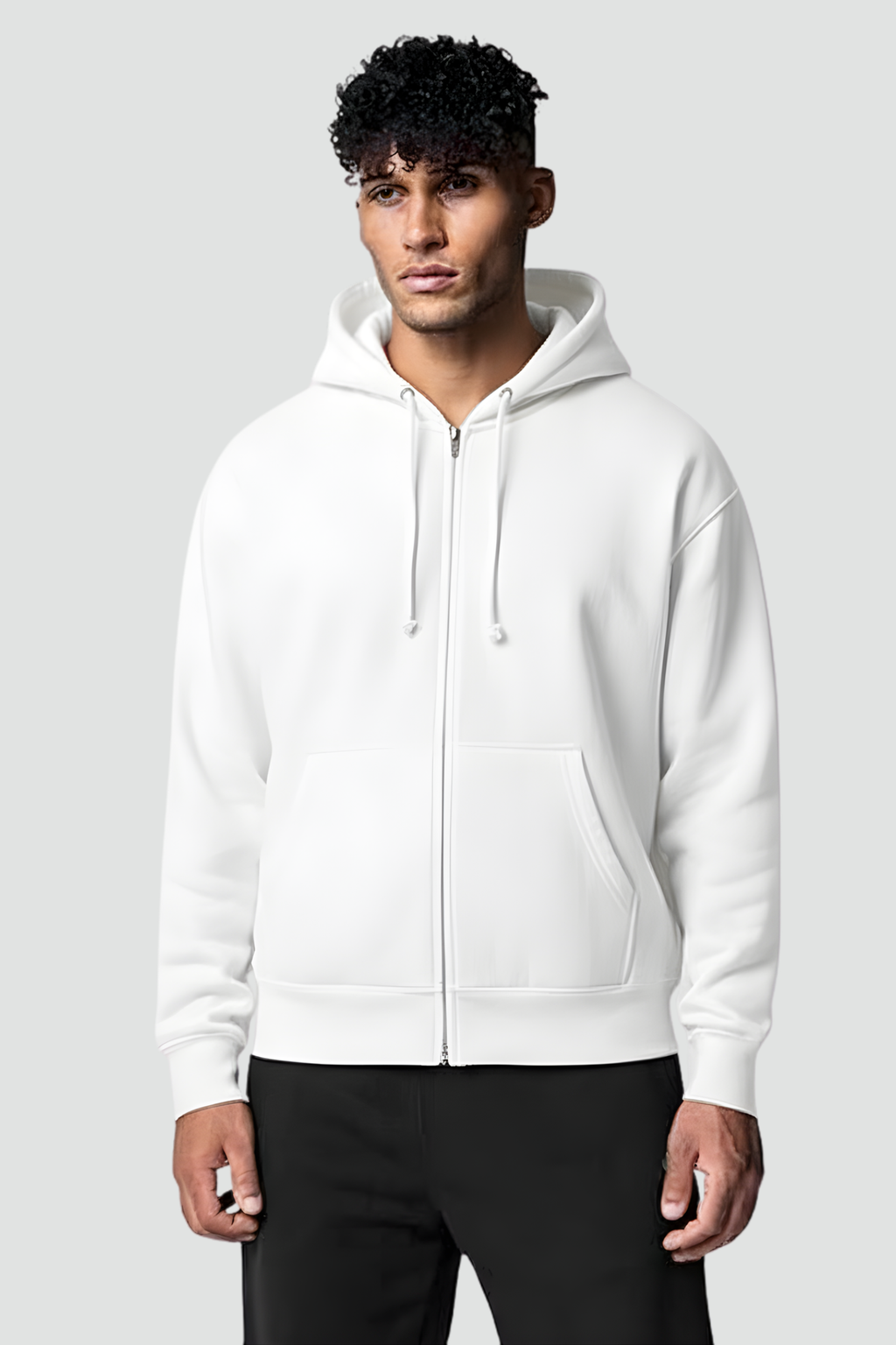Solid Zip Hoodie White